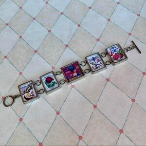 Inspirational Charm Bracelet in Sterling with Flowers and Butterflies Feminine